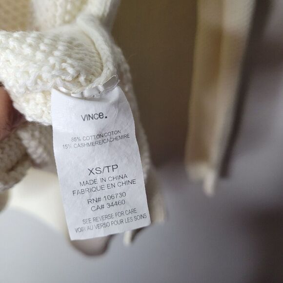 Vince womens Ivory Waffle Knit Pullover Cashmere Blend Sweater Minimal XS - Picture 4 of 8